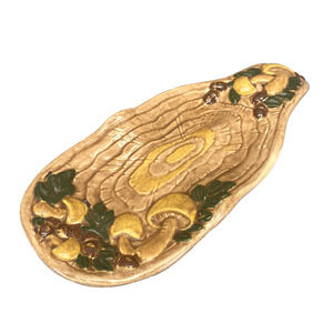 Vtg 70s Ceramic Mushroom Spoon Holder Rest Hand Painted Holland Mold Wall Decor